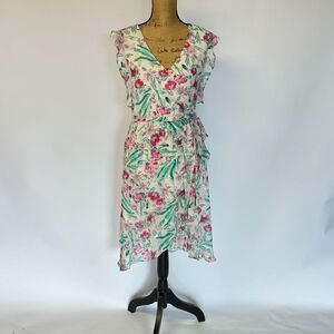 Wrap ruffle dress a new day women’s, lined feminine flowy dress, size SM